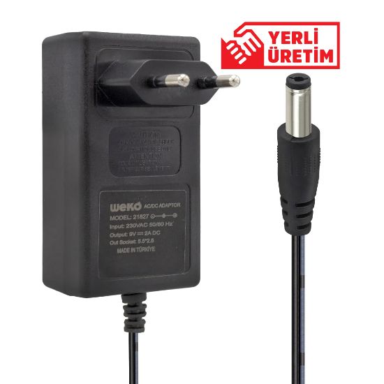 WEKO 9 VOLT-2 AMPER 5.5*2.5 UÇLU PRİZ TİPİ ADAPTÖR resmi