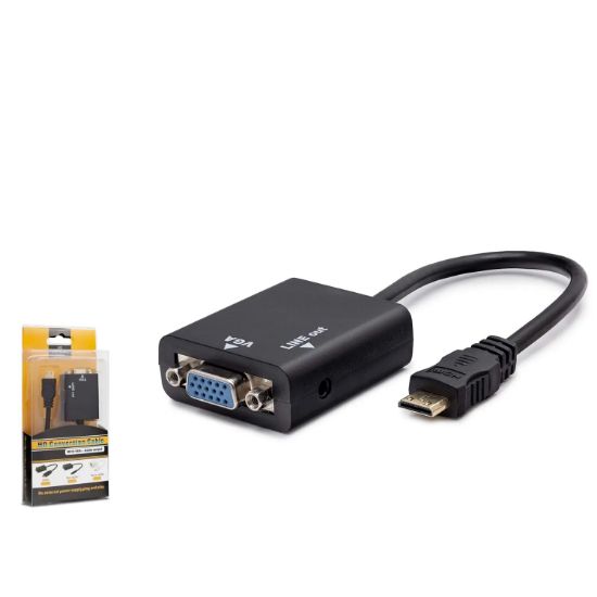 HADRON HDMI MİNİ TO VGA ÇEVİRİCİ ADAPTÖR SESLİ M/F resmi