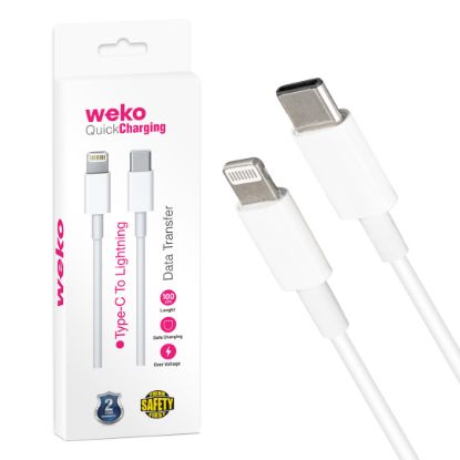 WEKO TYPE-C TO LIGHTNING BEYAZ 1 METRE ŞARJ KABLOS resmi