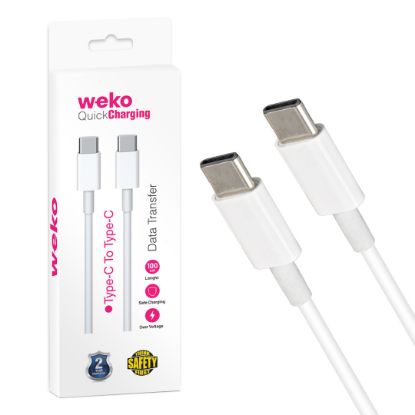 WEKO WK-21444 TYPE-C TO TYPE-C 1 METRE BEYAZ ŞARJ  resmi