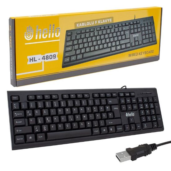 HELLO HL-4809 STANDART USB Q KLAVYE SİYAH resmi