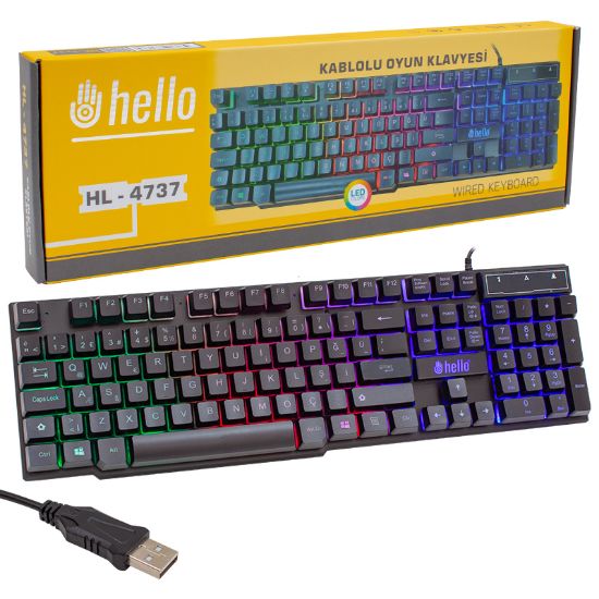 HELLO USB KABLOLU AYDINLATMALI OYUNCU GAMİNG Q KLV resmi