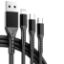 PM 3IN1 SİYAH 1.2 METRE (MICRO USB - LIGHTNING - T resmi