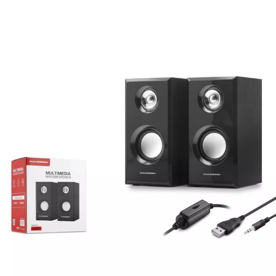 HADRON BİLGİSAYAR HOPARLÖRÜ 1+1 7.5*9.4*14.8CM SİY resmi