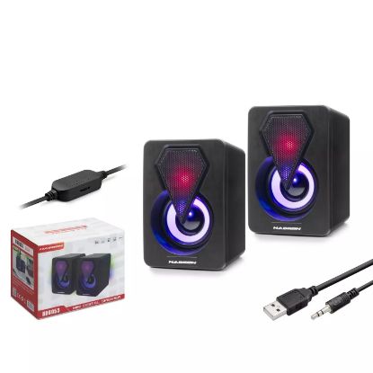 HADRON BİLGİSAYAR HOPARLÖRÜ 1+1 LEDLİ SİYAH resmi